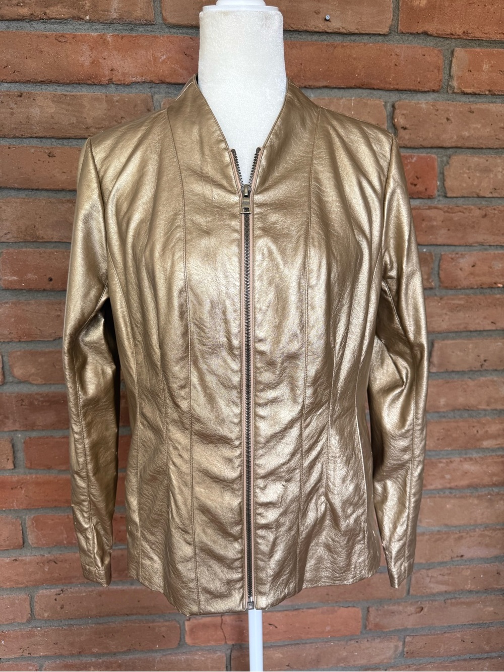 Metallic Gold Zip-Front Jacket